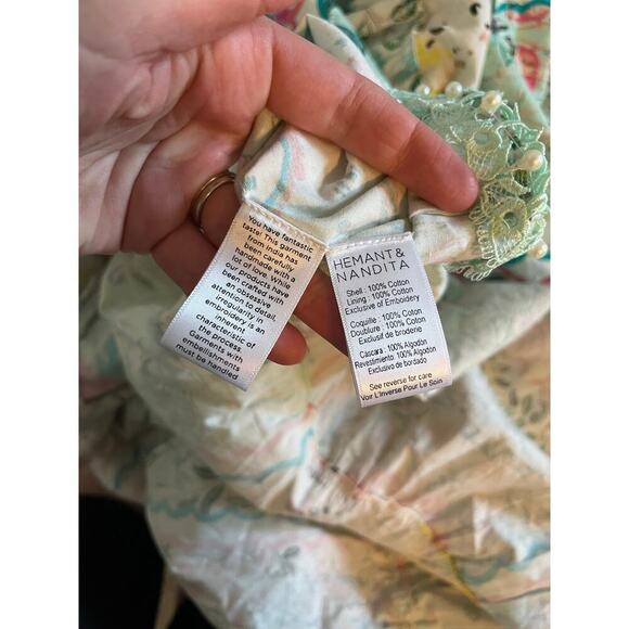 HEMANT & NANDITA Teien Floral empire waist maxi Cotton Dress xs nwt - Picture 14 of 15